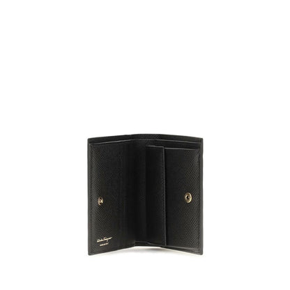 Ferragamo Schwarzes Kalbsleder Bos Taurus Portemonnaie