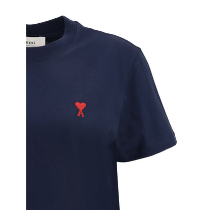Ami Paris Blaues Baumwoll-T-Shirt