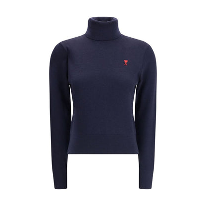 Ami Paris Blauer Rollkragenpullover aus Merinowolle