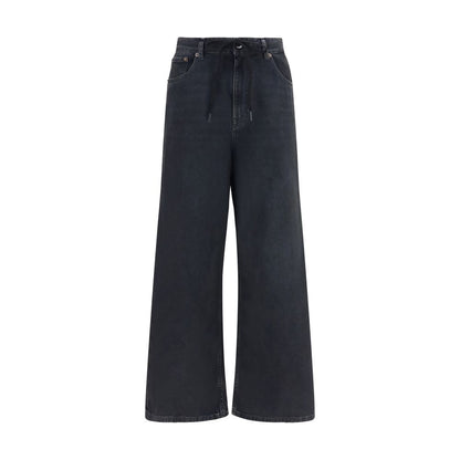 MM6 Schwarze Baumwolljeans im Relaxed Fit
