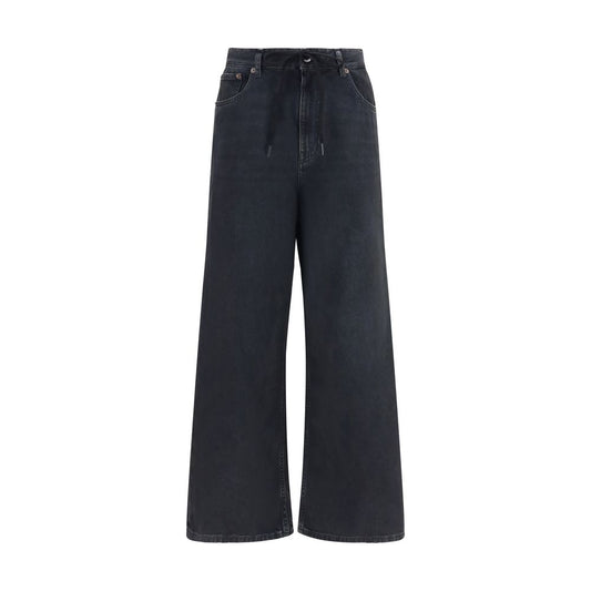 MM6 Schwarze Baumwolljeans im Relaxed Fit