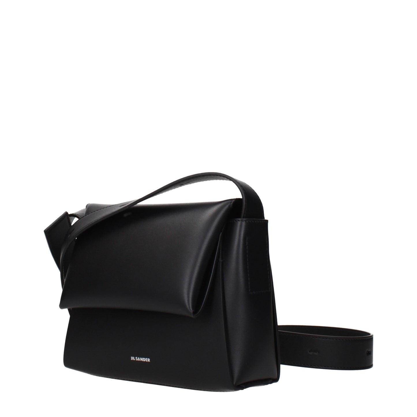 Jil Sander Schwarze Leder Umhängetasche