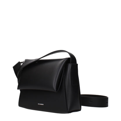 Jil Sander Schwarze Leder Umhängetasche