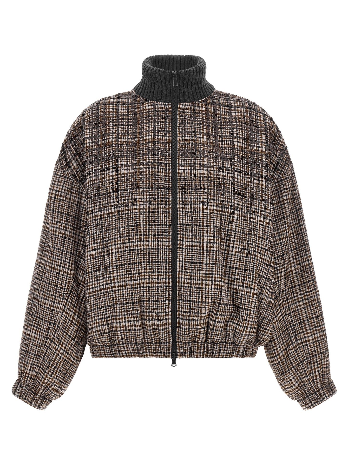 Brunello Cucinelli Brauner Bomber aus Alpaka und Leder