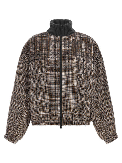 Brunello Cucinelli Brauner Bomber aus Alpaka und Leder