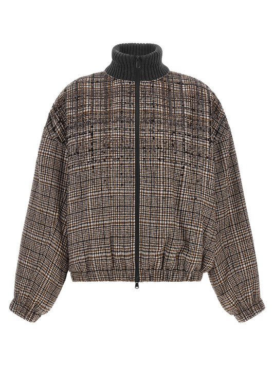 Brunello Cucinelli Brauner Bomber aus Alpaka und Leder