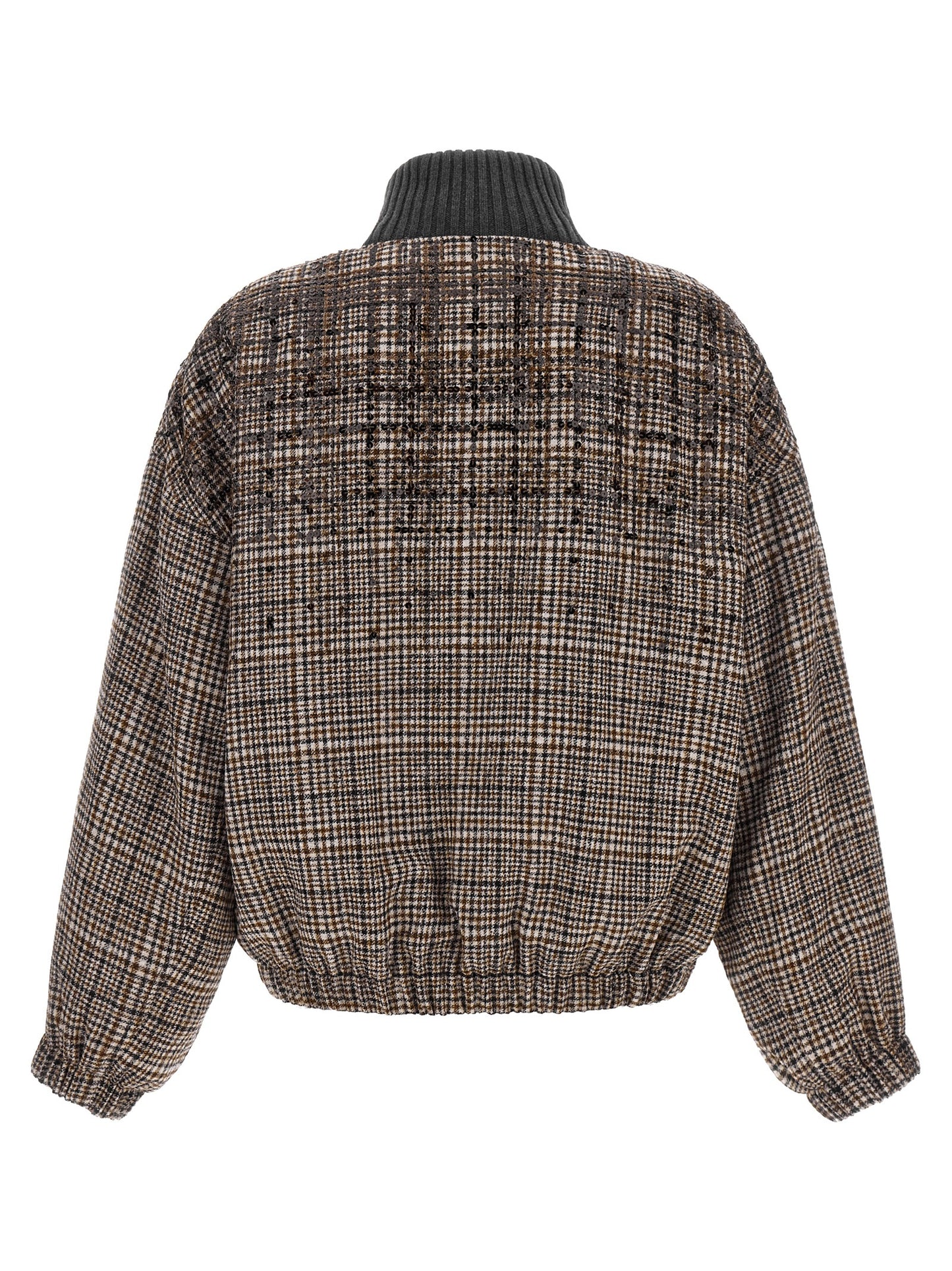Brunello Cucinelli Brauner Bomber aus Alpaka und Leder