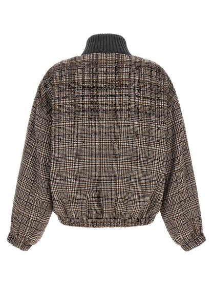 Brunello Cucinelli Brauner Bomber aus Alpaka und Leder