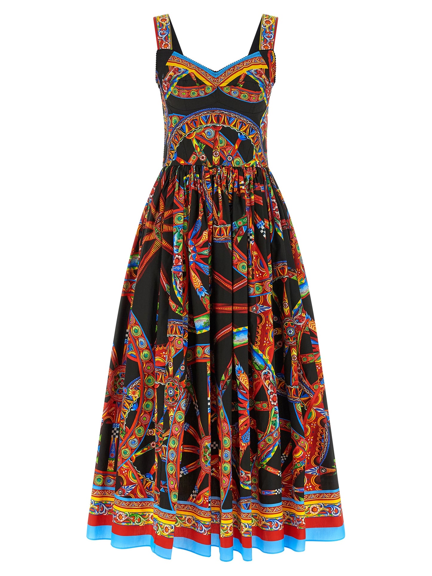 Dolce & Gabbana Mehrfarbiges Baumwoll-Maxikleid