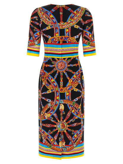 Dolce & Gabbana Mehrfarbiges Seiden-Midikleid