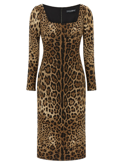 Dolce & Gabbana Braunes Midikleid aus Viskose