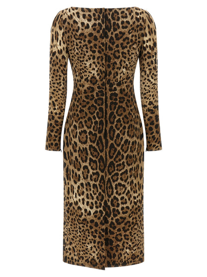Dolce & Gabbana Braunes Midikleid aus Viskose