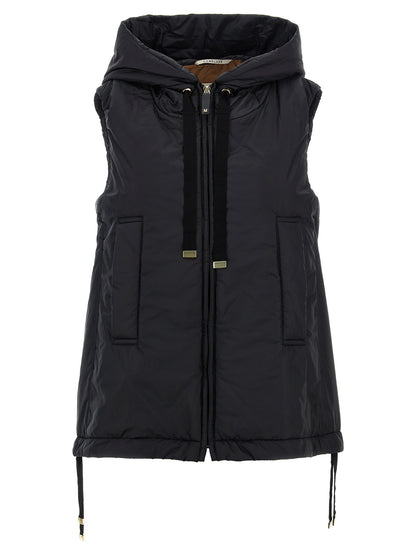 Max Mara Schwarze ärmellose Jacke aus Polyester