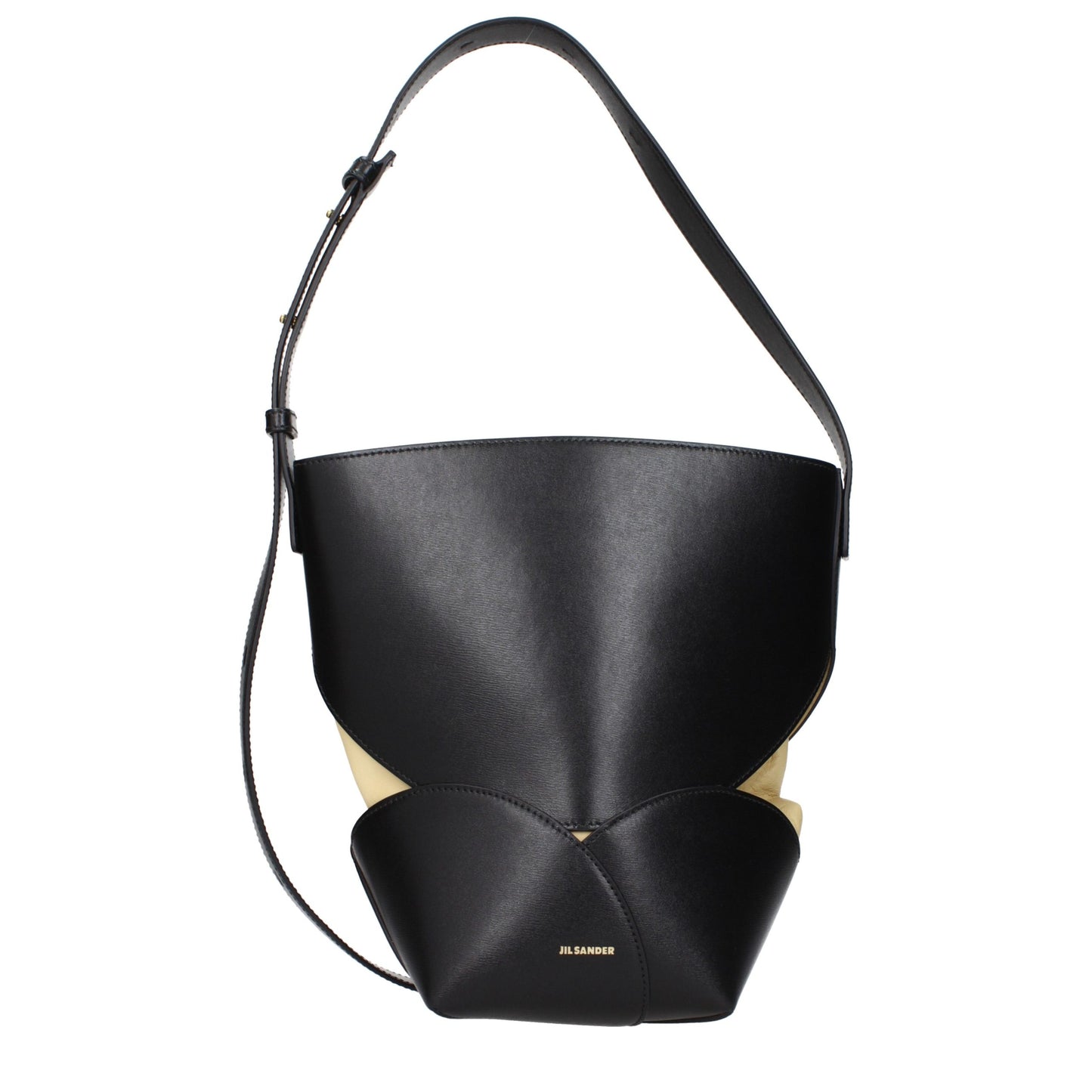 Jil Sander Schwarze Leder Umhängetasche