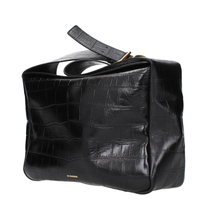 Jil Sander Schwarze Leder Umhängetasche
