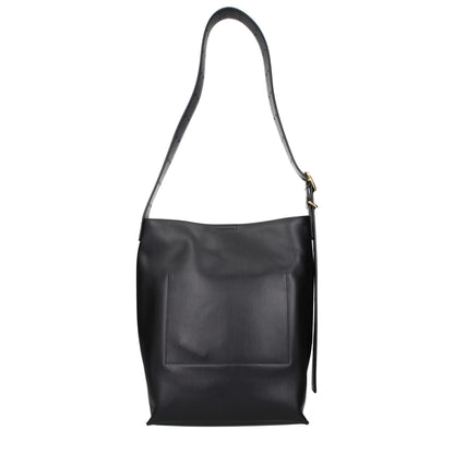 Jil Sander Schwarze Leder Umhängetasche