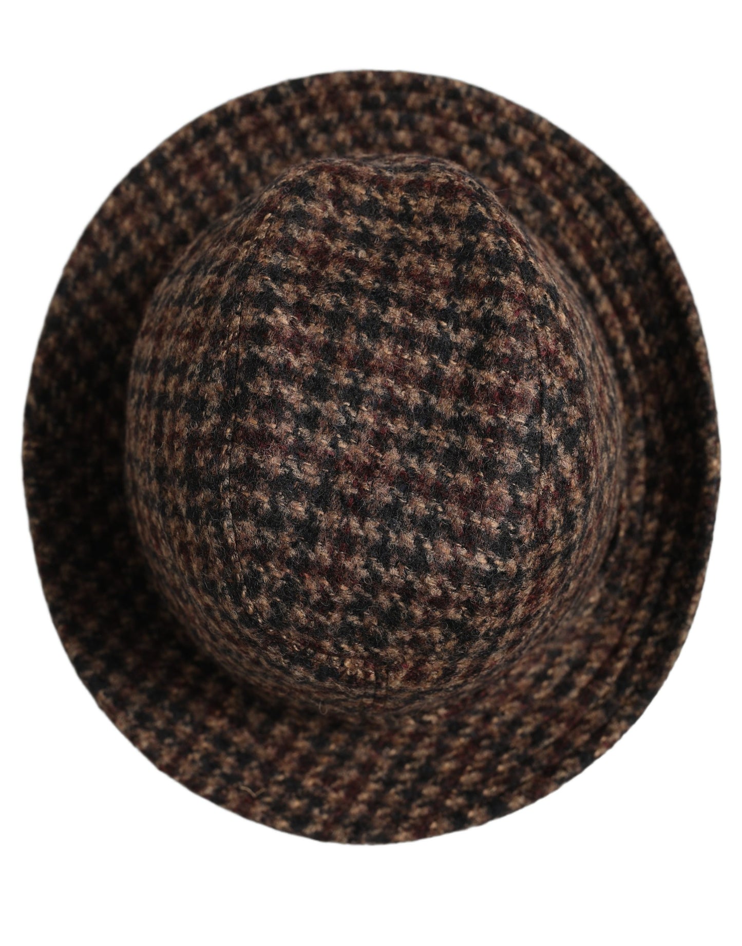 Dolce & Gabbana Brauner Karomuster Tweed Fedora Hut