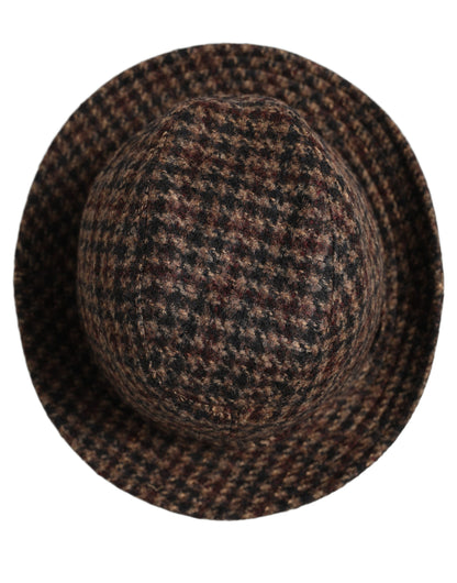 Dolce & Gabbana Brauner Karomuster Tweed Fedora Hut