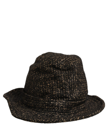 Dolce & Gabbana Graue Melange Tweed-Kappe aus edlem Materialmix