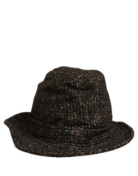Dolce & Gabbana Grauer Tweed-Fedora aus Wolle und Alpaka