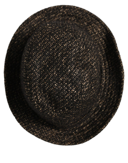 Dolce & Gabbana Graue Melange Tweed-Kappe aus edlem Materialmix