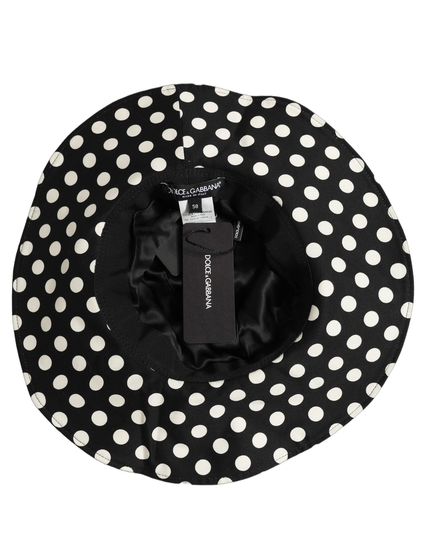 Dolce & Gabbana Schwarzer und weißer Polka-Dot-Bucket-Hat aus Baumwolle