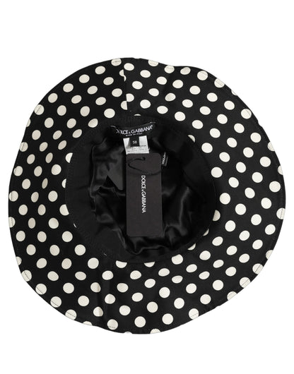 Dolce & Gabbana Schwarzer und weißer Polka-Dot-Bucket-Hat aus Baumwolle