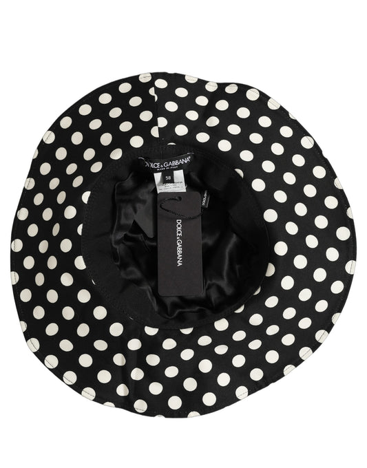 Dolce & Gabbana Schwarzer und weißer Polka-Dot-Bucket-Hat aus Baumwolle