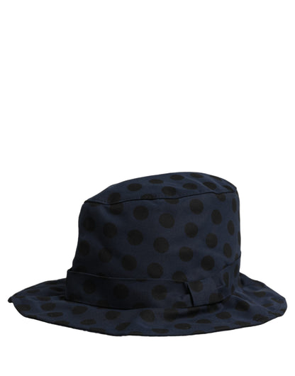 Dolce & Gabbana Blue-and-Black Cotton Bucket Hat with Polka Dots