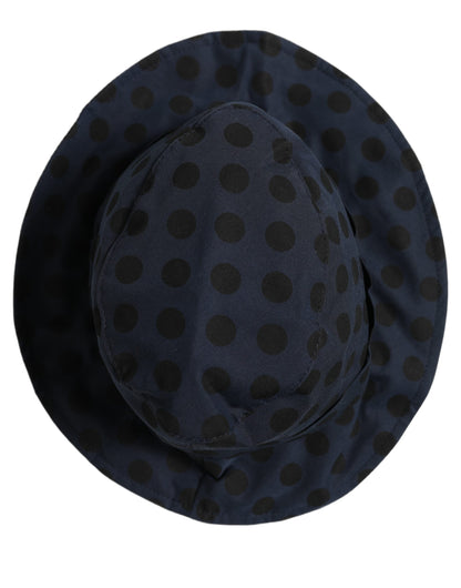 Dolce & Gabbana Blauer Schwarzer Polka Dot Baumwoll Bucket Hat