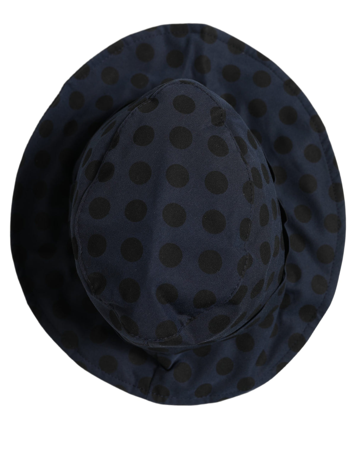 Dolce & Gabbana Blue-and-Black Cotton Bucket Hat with Polka Dots
