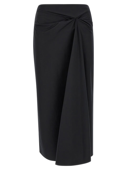 Max Mara Schwarzer Baumwoll-Midirock
