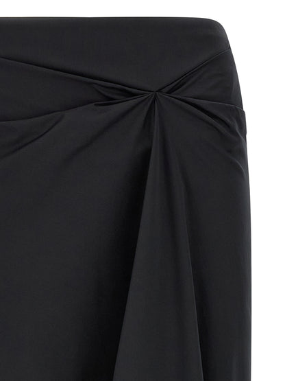 Max Mara Schwarzer Baumwoll-Midirock