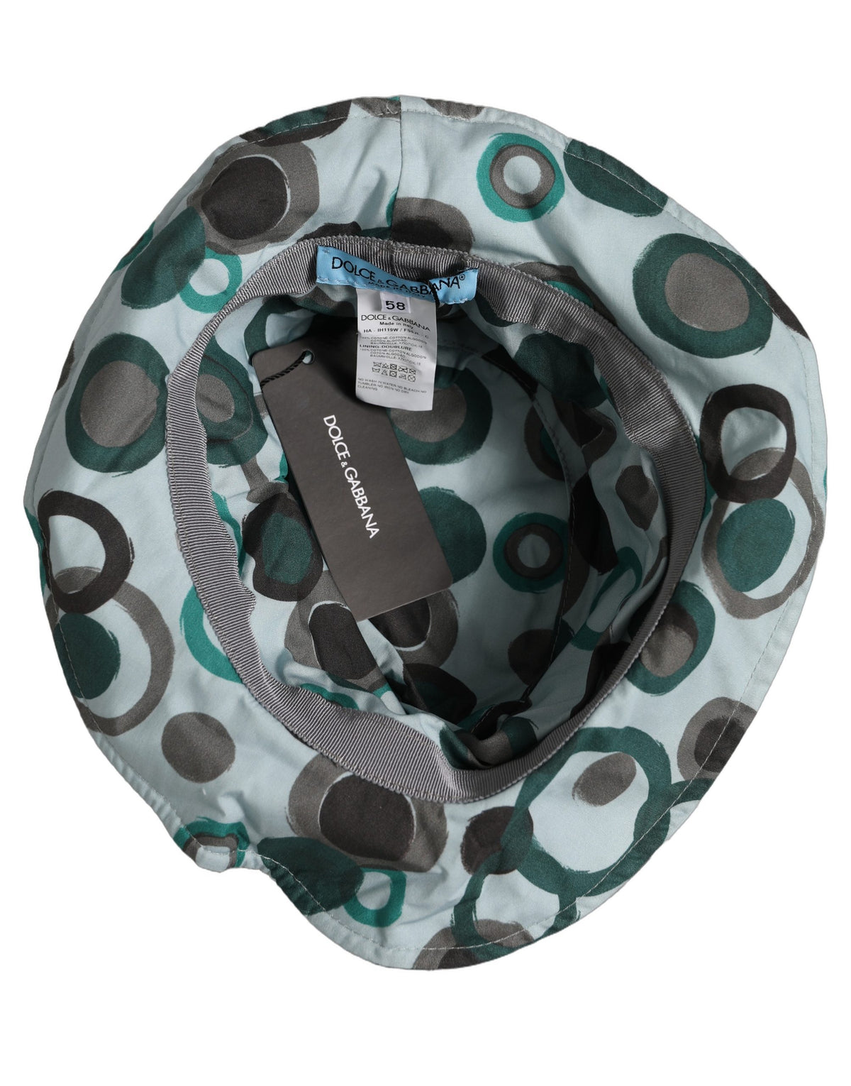 Dolce & Gabbana Petrol-and-Black Cotton Bucket Hat with Polka Dots