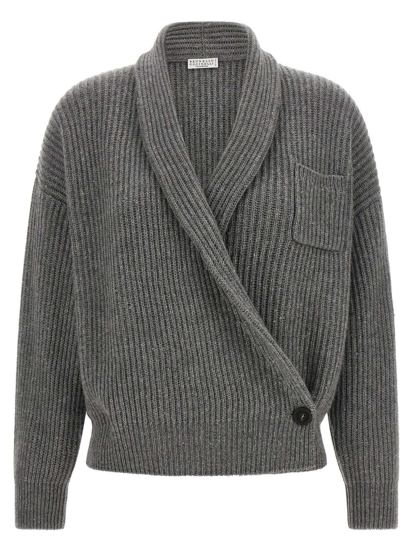 Brunello Cucinelli Grauer Kaschmir-Strickjacke