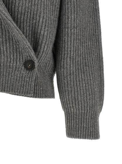 Brunello Cucinelli Grauer Kaschmir-Strickjacke