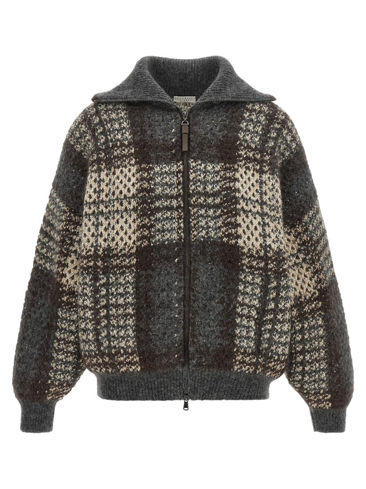 Brunello Cucinelli Grauer Strickcardigan