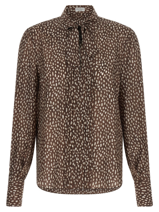 Brunello Cucinelli Braune Seidenbluse