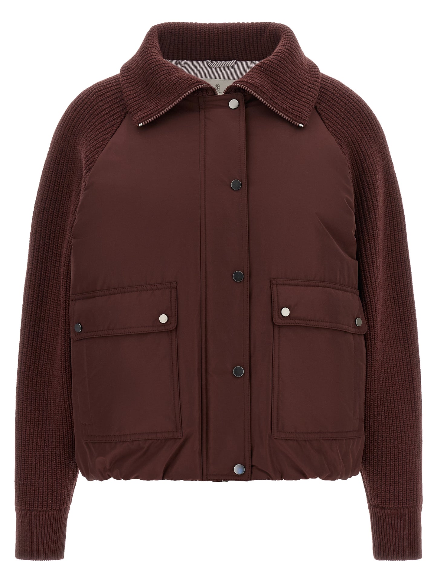 Brunello Cucinelli Bordeaux Baumwoll-Bomberjacke
