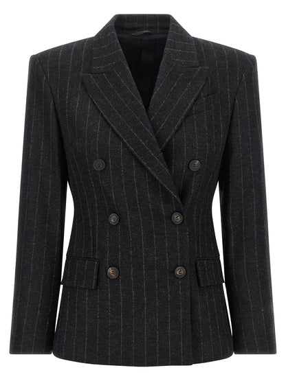 Brunello Cucinelli Grauer Blazer aus reiner Schurwolle