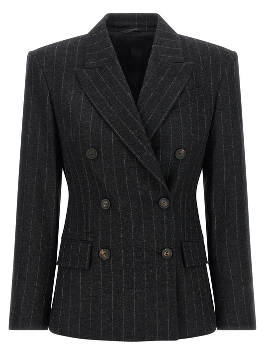 Brunello Cucinelli Grauer Blazer aus reiner Schurwolle