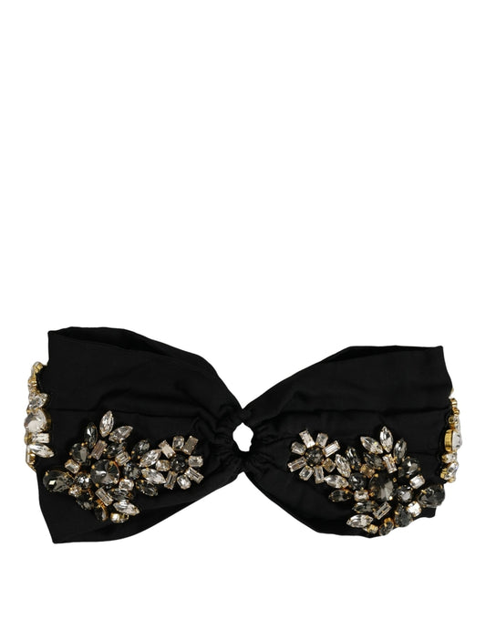 Dolce & Gabbana Schwarzer Seiden-Haarreif mit Kristallen