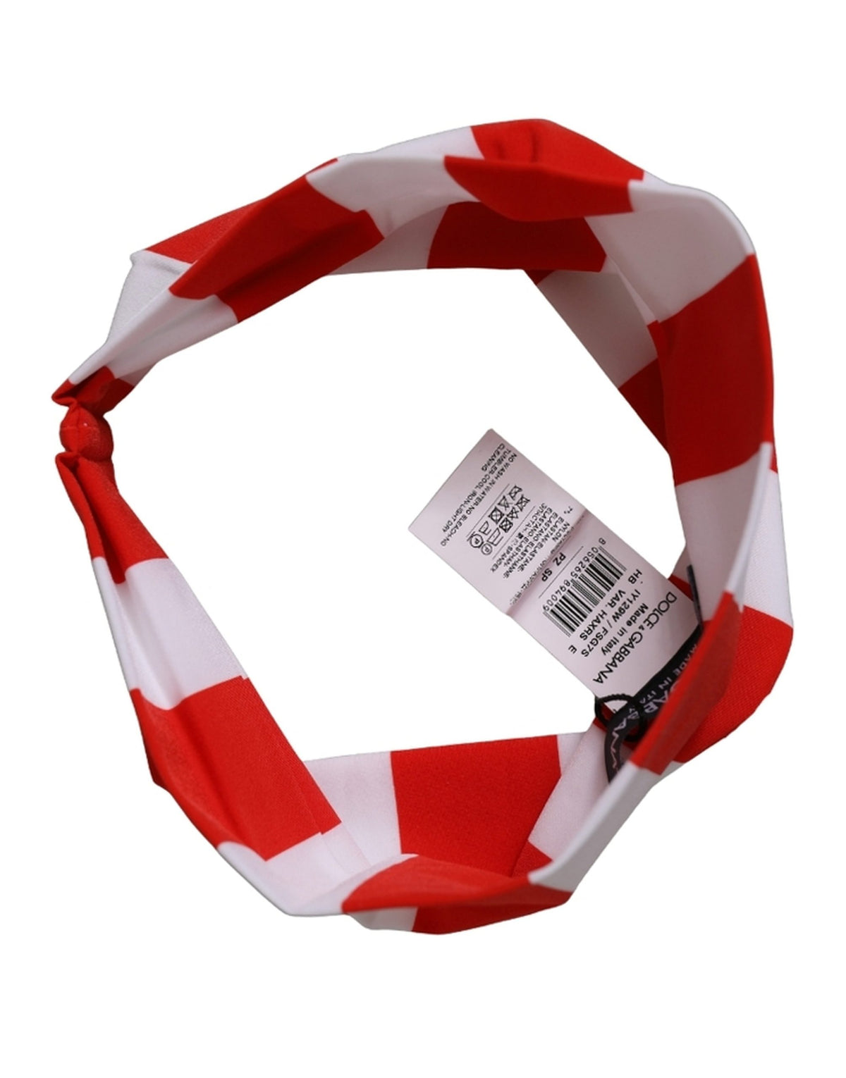 Dolce & Gabbana Red-and-White Stretch-Nylon Headband with Cabana Stripes