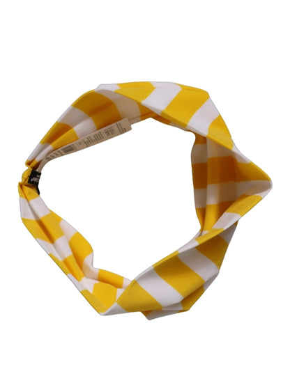 Dolce & Gabbana Yellow-and-White Stretch-Nylon Headband with Cabana Stripes