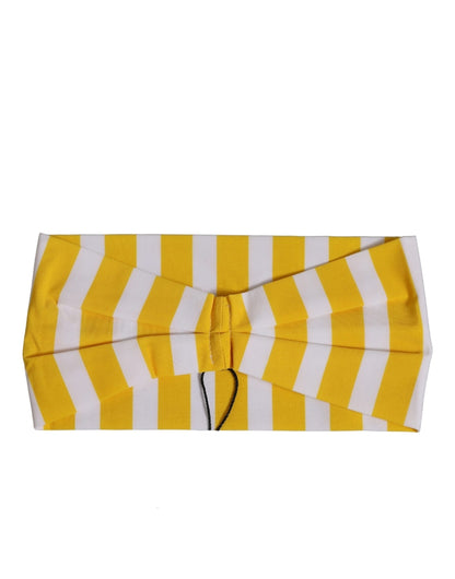 Dolce & Gabbana Yellow-and-White Stretch-Nylon Headband with Cabana Stripes