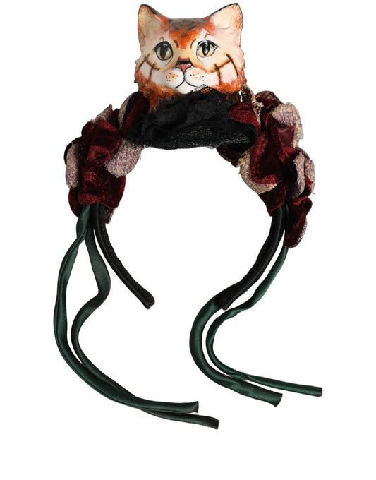Dolce & Gabbana Mehrfarbiger Seiden-Haarreif mit Bengal-Motiv