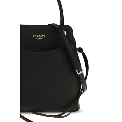 Prada Schwarze Bos Taurus Kalbsleder Schultertasche