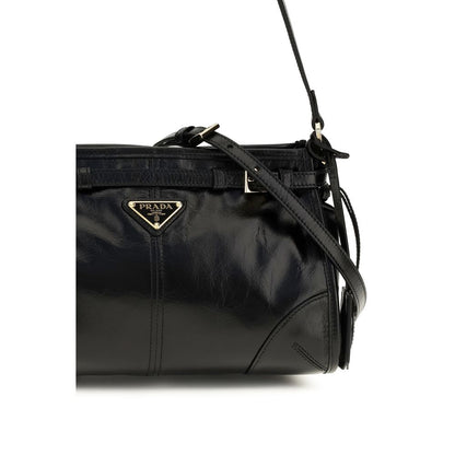 Prada Schwarze Kalbsleder Bos Taurus Handtasche
