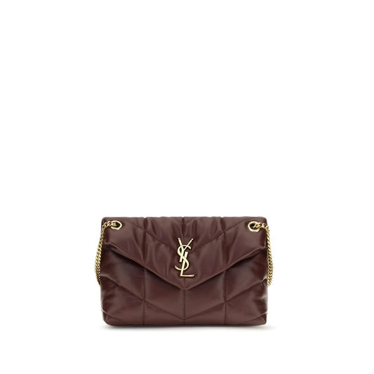 Saint Laurent Schultertasche aus bordeauxrotem Lammleder