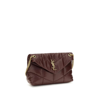 Saint Laurent Schultertasche aus bordeauxrotem Lammleder